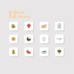 set of icons for food in line style