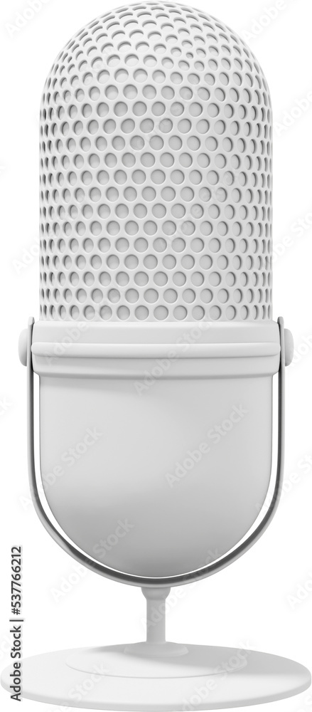 Aufkleber modern microphone. realistic cartoon. white png isolated icon on transparent background. 3d renderin