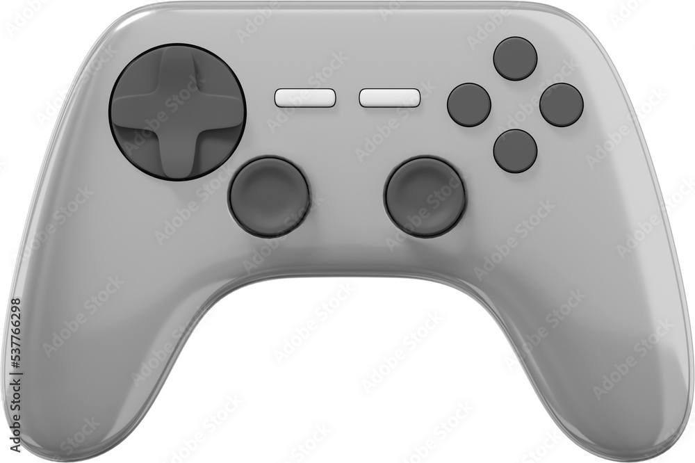 Poster realistic console game controller. gray png icon on transparent background. 3d rendering.