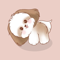 Cute dog cartoon illustration
