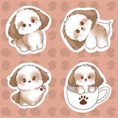 cute dog sticker illustration