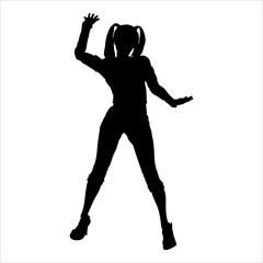 Fototapeta na wymiar Art illustration abstract silhouette logo youth day symbol icon young girl dance party freedom