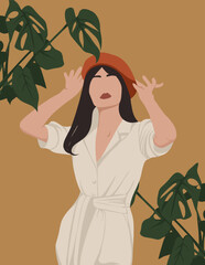 Modern art prints in boho style. Premium Vector