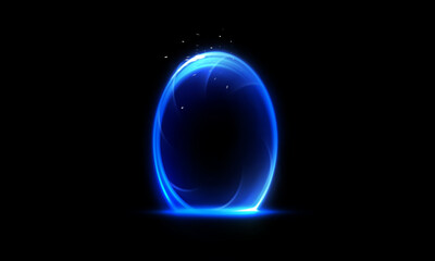 Futuristic glowing neon round portal. Sci fi light effect.