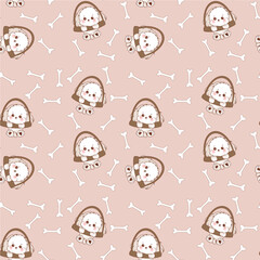 cute dog cartoon doodle seamless pattern