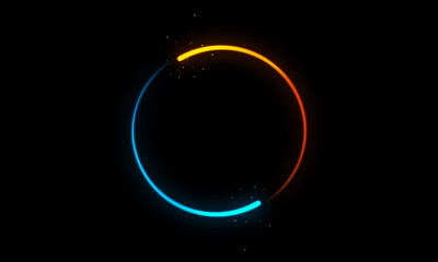 Glowing circle of rotating neon frame