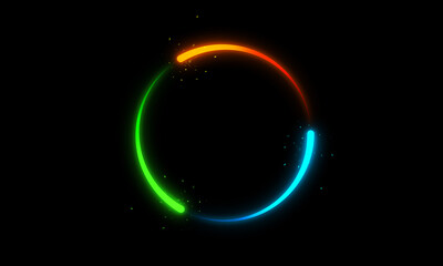 Glowing circle of rotating neon frame
