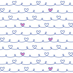 Hand drawing Abstract line art with love hearts seamless vector illustration pattern background. design for use backdrop all over textile fabric print wrapping paper and others.