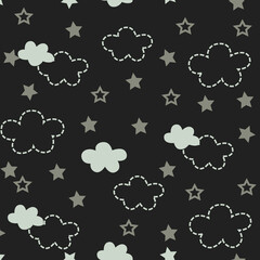 Star with cloud seamless vector illustration pattern background. design for use backdrop all over textile fabric print wrapping paper and others.