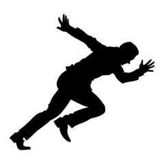 silhouette of a running man in clothes