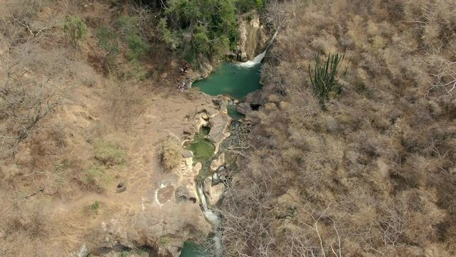 Aerial View Of Cascada de Comala Park During Summer In Chiquilistlan, Jalisco, Mexico.