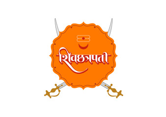 illustration of emperor Shivaji, the great warrior of Maratha from Maharashtra India with text in Hindi meaning Chhatrapati Shivaji Maharaj
