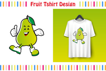 T-shirt design, Cute Fruits Character on Shirt, Hand drawn colorful vector illustration, Cartoon style
