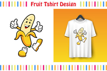 T-shirt design, Cute Fruits Character on Shirt, Hand drawn colorful vector illustration, Cartoon style
