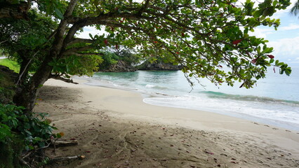 the beautiful Playa Los Cacaos in the province of the Samana Peninsula in the Dominican Republic in...