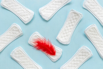 Female hygiene concept. White panty liners pattern, top view