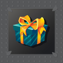 gift box game design, gift wrapping, box icon with bow