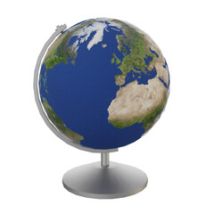 Terrestrial globe for learning about world map.3D rendering