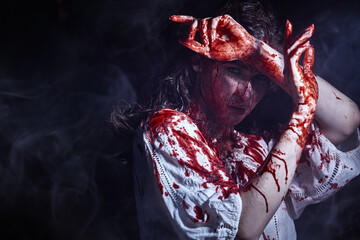 girl drenched in blood