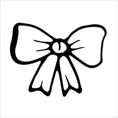 Beautiful bow doodle style vector illustration isolated on white