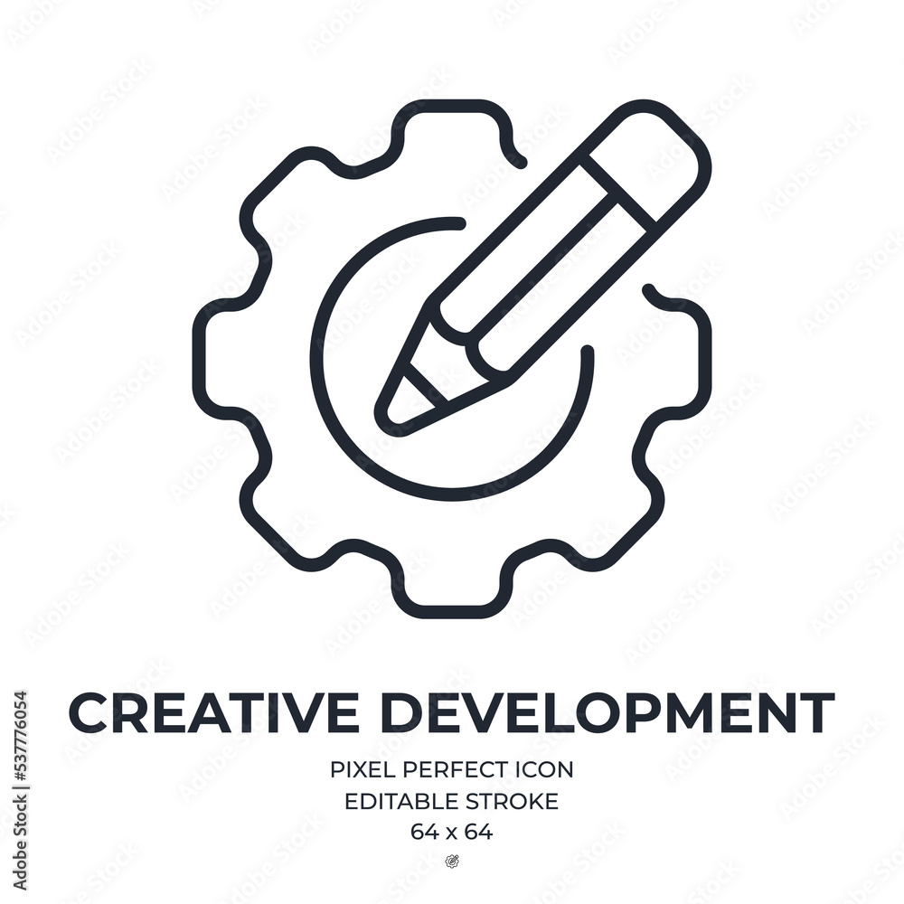 Canvas Prints creative development and graphic design process concept editable stroke outline icon isolated on whi