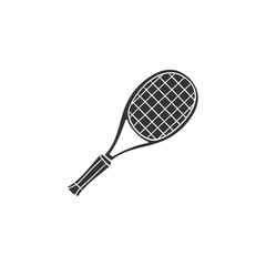 Tennis Racket Icon Silhouette Illustration. Paddle Vector Graphic Pictogram Symbol Clip Art. Doodle Sketch Black Sign.