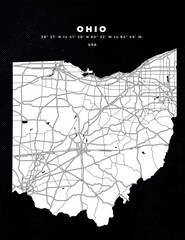Ohio - USA map vector poster flyer	 - obrazy, fototapety, plakaty