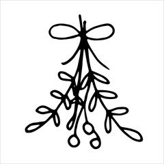 Hand drawn mistletoe doodle vector illustration isolated on white