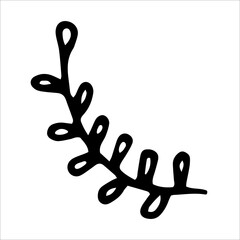 Hand drawn branch with leaves doodle vector illustration isolated on white