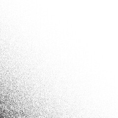 Grain stippled gradient. Faded stochastic dotwork texture. Random grunge noise background. Black dots, speckles or particles wallpaper. Halftone vector monochrome 