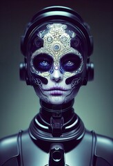 Android female robot, 3d rendering