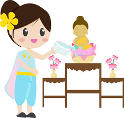 Songkran or Thai water festival elements