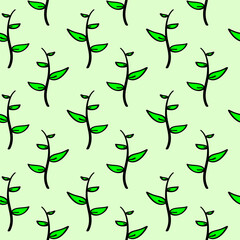 Hand drawn leaf seamless pattern in doodle style