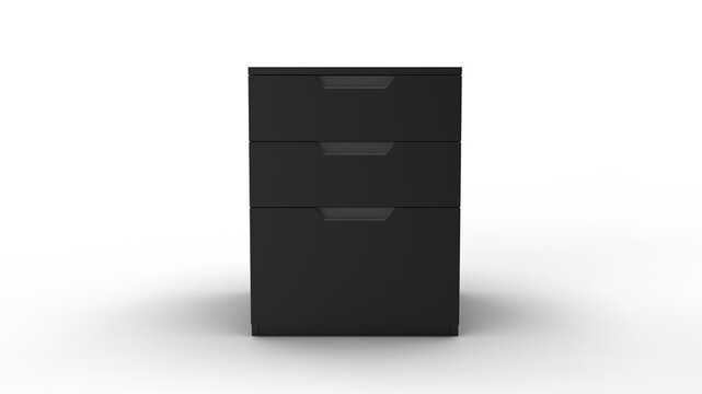 Mobile file Cabinet front view with shadow 3d render