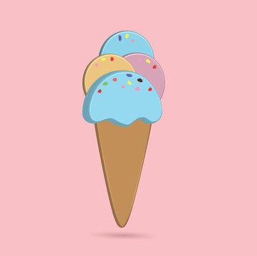 Sweet candy flavored ice cream cone