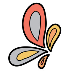 Minimal scandinavian doodle abstract drops isolated on transparent background. Nordic doodle in folklore style