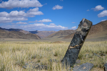 Stone steles in sacred places in Mongolia