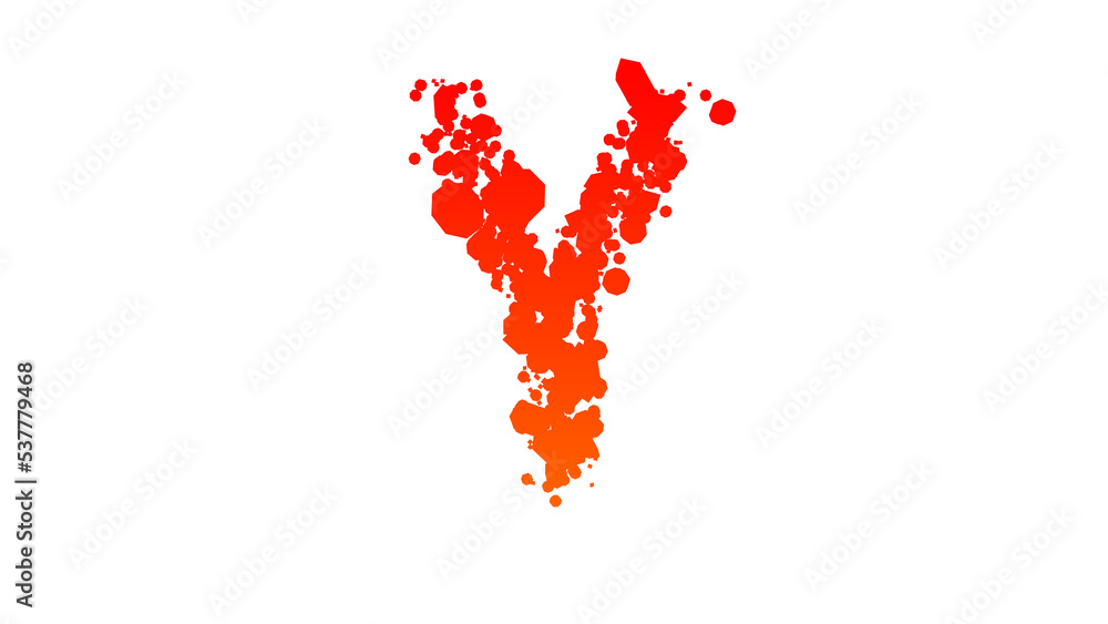 Poster orange - red cartoon color blots style font, letter y, isolated - object 3d rendering