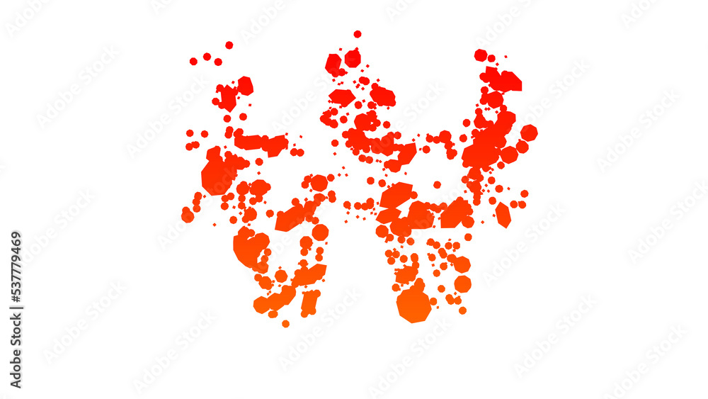 Poster orange - red cartoon colour blots style font, won sign, isolated - object 3d rendering