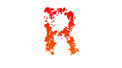 orange - red cartoon stain blots style font, letter R, isolated - object 3D illustration