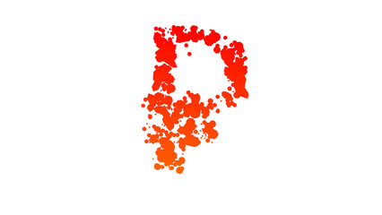 orange - red cartoon color blots style alphabet, rouble sign, isolated - object 3D rendering