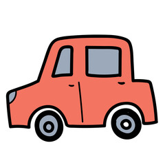 Minimal scandinavian doodle car isolated on transparent background. Nordic doodle in folklore style