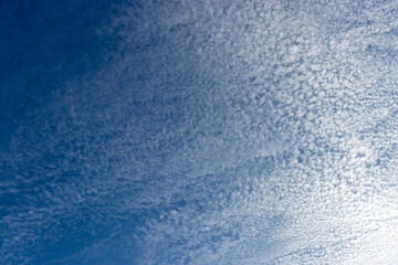 日本の秋の晴れた青空およびうろこ雲