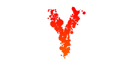 orange - red cartoon color blots style font, letter Y, isolated - object 3D rendering