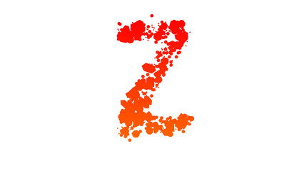 orange - red cartoon color blots style font, letter Z, isolated - object 3D illustration