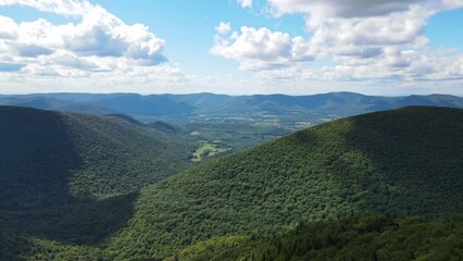 A beautiful drone shot of the mountainous terrain in Massachusetts
