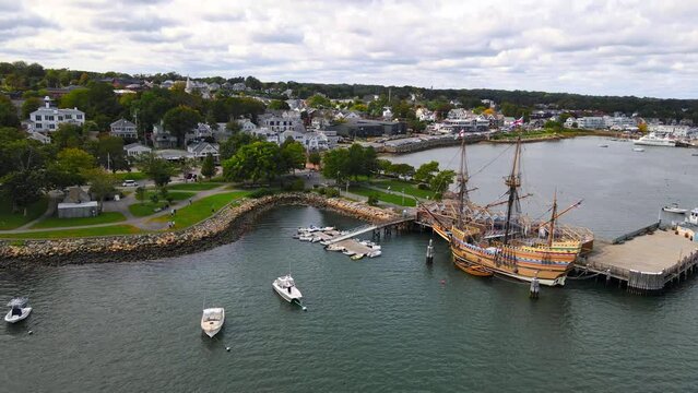 Aerial view of the Mayflower in Plymouth MA