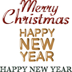 Vector volume lettering. Merry Christmas and Happy New Year