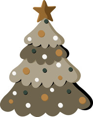 Vector Christmas tree with a star on top and colorful balls