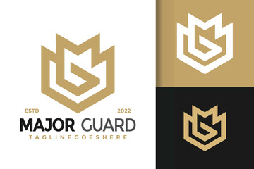 MG or GM Letter Shield Guard Logo Design, brand identity logos vector, modern logo, Logo Designs Vector Illustration Template - obrazy, fototapety, plakaty